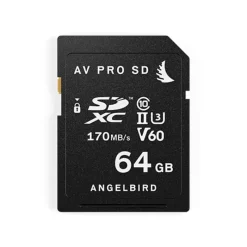 Angelbird Carte mémoire SD AV PRO 64Go V60 - Performances 4K+ fiables et rapides