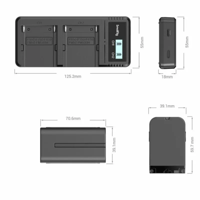 Smallrig Kit 3823 NP-F970 - 2 Batteries + Chargeur USB-C pour Sony